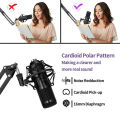 HXSJ Usb 192Khz/24Bit Podcast Re-cording Microphone Kit Professional Condenser Studio Broadcasting Mic With Stand Flat Head Microphone. 