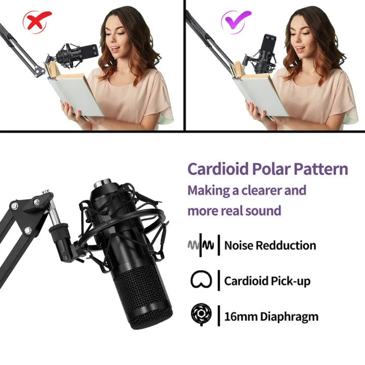 HXSJ%20Usb%20192Khz/24Bit%20Podcast%20Re-cording%20Microphone%20Kit%20Professional%20Condenser%20Studio%20Broadcasting%20Mic%20With%20Stand%20Flat%20Head%20Microphone%20-%20Image%204
