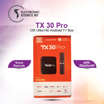 TX30 Pro 12K ULTRA HD Android Smart TV Box Voice Remote, Bluetooth, Free Dish Channel