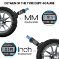 【AUDEW】0-25.4mm LCD Digital Tyre Tire Tread Depth Gauge Car Tire Measurer Tool Caliper Tyre Tread Depth Checker Vehicle Truck Bus. 