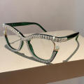 accent Eyeglasses High-quality Luxury brand eye Spectacle -studded Prescription Myopia glasses for Women Computer use Daily. 