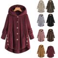 Women Fluffy Coat Winter Casual Loose Solid Button Fleece Hooded Teddy Bear Coat Female Cute Warm Soft Plus Size Winter Outwear. 