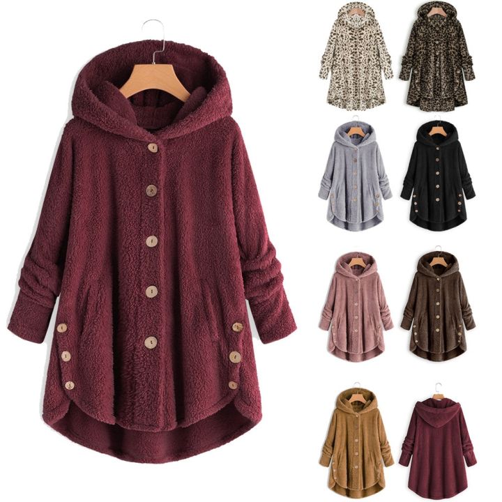Women%20Fluffy%20Coat%20Winter%20Casual%20Loose%20Solid%20Button%20Fleece%20Hooded%20Teddy%20Bear%20Coat%20Female%20Cute%20Warm%20Soft%20Plus%20Size%20Winter%20Outwear%20-%20Image%204