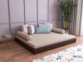 Nice Furniture Solid Acacia Engineered Wood Floor Beds | Space Saving Low Floor/Lying/Rise/Level/Profile Cot Bed for Bedroom | King Size Bed | Queen Size Bed | Double Beds | Single Bed for Bedroom | Dark Brown Finish.