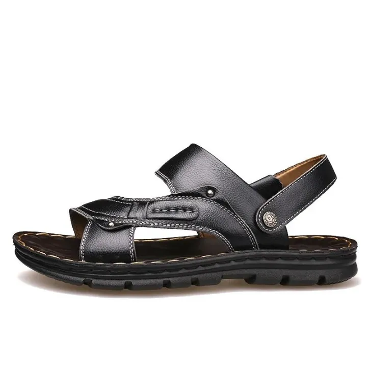2021Men's%20Summer%20New%20Leather%20Sandals%20Men's%20Casual%20Beach%20Shoes%20Non-slip%20Slippers%20Two%20Sandals%20Men%20Sandals%20Leather%20Men%20Sandal%20Shoes%20-%20Image%204