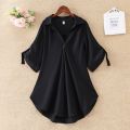 Medium, Long and Short Sleeve Chiffon Shirt Women's Summer New Large Size Loose Waist Tight Slimming Chiffon Blouses for Women.
