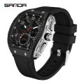 SANDA 6157 brand's new electronic watch digital multifunctional fashion trend men's watch silicone waterproof alarm clock men. 