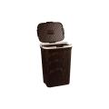 Bengal_plastic Rattan Laundry Basket - Dark Brown-. 