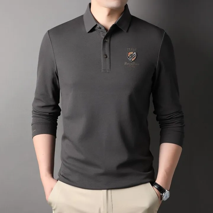 100%25Cotton%20T-shirts%20Man%20Spring%20Autumn%20Polo%20Shirt%20Long%20Sleeve%20High-quality%20Lapel%20Embroidery%20End%20Fashion%20Business%20Pure%20Color%20New%20-%20Image%202