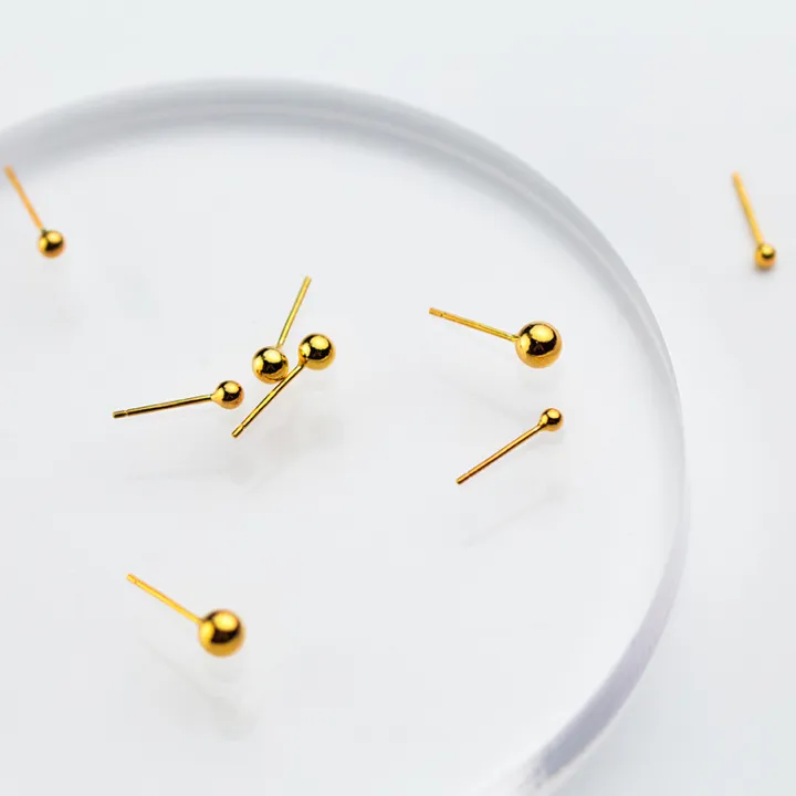 INZATT%20Real%20925%20Sterling%20Silver%2018K%20Gold%202.5/3/4/5MM%20Bead%20Stud%20Earrings%20For%20Women%20Fine%20Jewelry%20Ear%20Hole%20Minimalist%20Accessories%20-%20Image%203