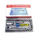 40 Pcs Combination Socket Wrench Set With Box - Silver. 