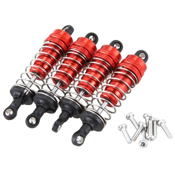 4Pcs Metal Shock Absorber Damper Replacement Accessory Fit for WLtoys 144001 1/14 4WD RC Drift Racing Car Parts,Red - red