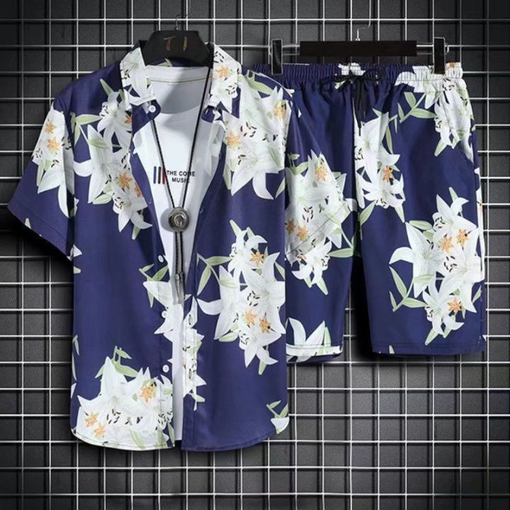 Hawaiian%20Style%20Beach%20Pants%20Men's%20Loose%20Quick-Dry%20Casual%20Suit%20Printed%20Shirt%20Shorts%20Couple%20plus%20Size%20Set%20-%20Image%208