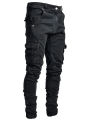 Jeans Men Black Cargo Pants Multi Pockets Denim Pantalones Blue Slim Fit Overol Hombre Fashion Casual Streetwear Trousers 3XL. 