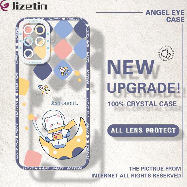 Jizetin for OPPO F19 Pro / A94 / Reno5 F Back Cover Crystal Transparent INS Style Pattern Soft Full Camera Cover Protection Phone Cases