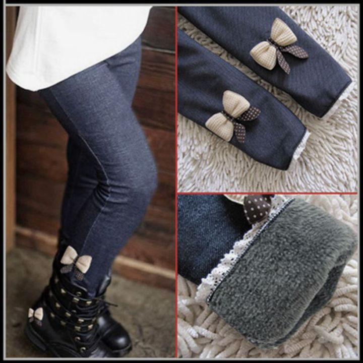 Child The New Thicken Keep Warm Children's Wear Girl Tights Leggings Plush Pants Jeans