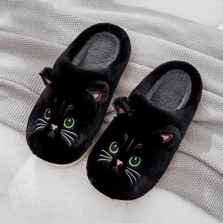 Autumn%20Winter%20Women%20Plush%20Slippers%20Indoor%20Fleece%20Warm%20Slippers%20Cute%20Cartoon%20Cat%20Soft%20Flat%20House%20Slipper%20Couple%20Home%20Cotton%20Shoes%20-%20Image%202
