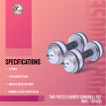 Two Pieces Rubber Dumbbell Set - 10kg - Silver. 