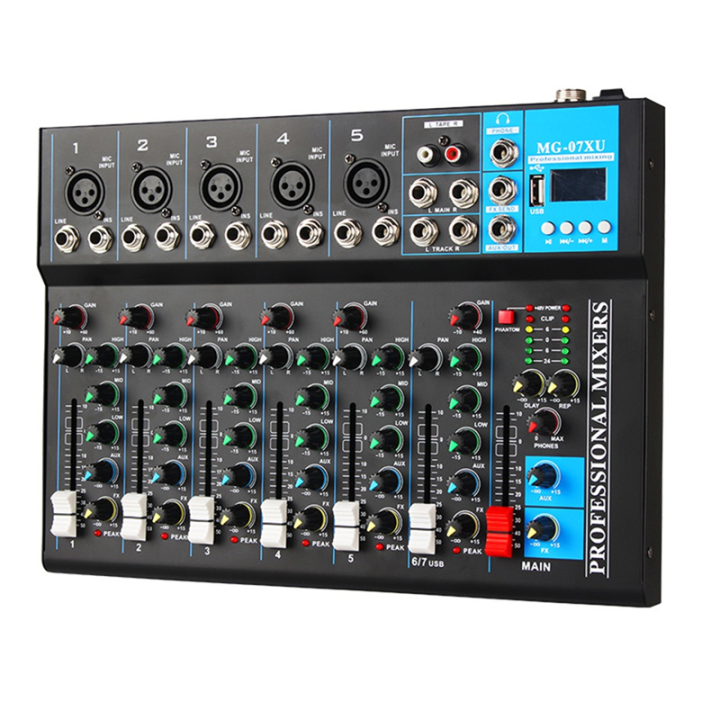 Music Mixer Plug In Professional 7-Channel Audio Mixer with USB MP3 Player Mixing Console ...