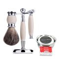 6pcs/kit Men Shaving Brush Holder Safety Razor Soap Bowl Set Metal Spray Paint Blue/Wooden/Ivory Barber Classic Grooming Gift.