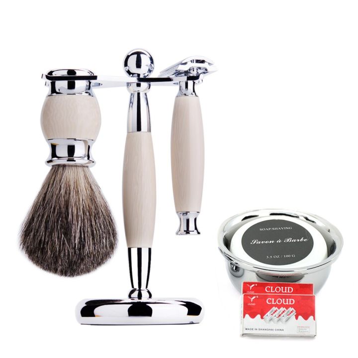 6pcs/kit%20Men%20Shaving%20Brush%20Holder%20Safety%20Razor%20Soap%20Bowl%20Set%20Metal%20Spray%20Paint%20Blue/Wooden/Ivory%20Barber%20Classic%20Grooming%20Gift%20-%20Image%204