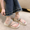 Shiny Crystal Butterfly Flat Heeled Sandals Women 2024 Summer Clip Toe Platform Slippers Woman Soft Thick Sole Flip-Flops Slides. 