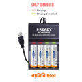 READY RE83 INTELLIGENT 4-Slot USB Quick Battery Charger for 1.2V Size AA AAA Batteries. 