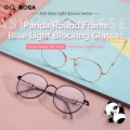 OQ BOGA 3 Styles Unisex Fashion Panda Decoration Anti Blue Light Proof Radiation Metal Oval Frame Computer Glasses Women Men Eye Protection Full Rim Eyewear.
