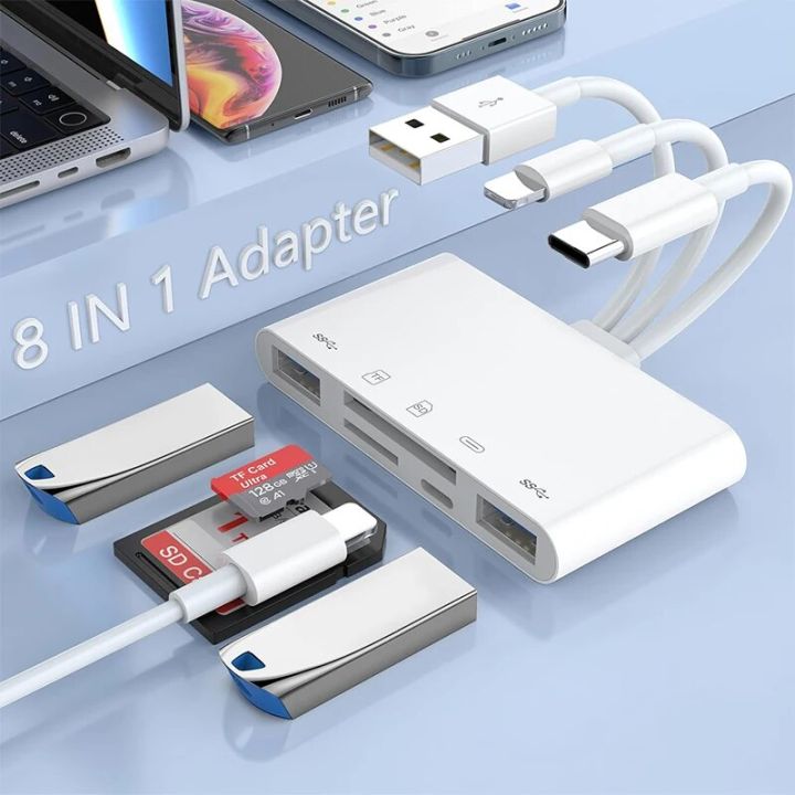 【Bestselling Product】 8 In 1 SD Card Reader USB HUB For Lightning/USB ...