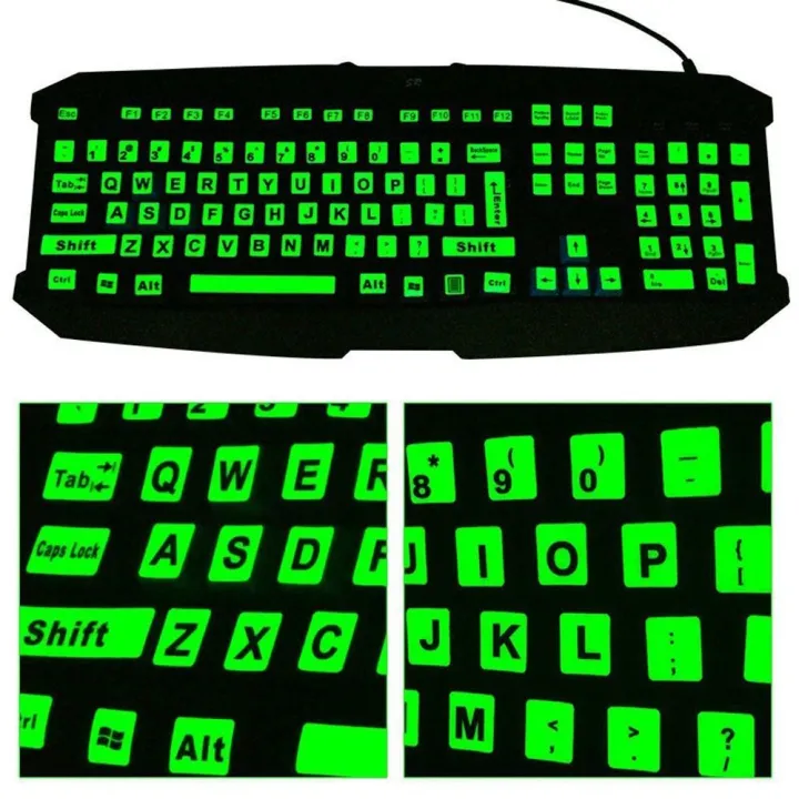 1PC Standard PC Laptop Glow In The Dark Luminous Keyboard Sticker Full Keyboard Large Letter Sticker Fluorescent Keyboard Cover