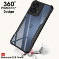 TheGiftKart Shockproof Crystal Clear Back Cover Case for Motorola Moto G24 Power | 360 Degree Protection | Protective Design | Transparent Back Cover Case for Moto G24 Power (PC & TPU, Black Bumper). 