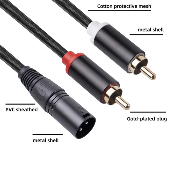 NANLIY%202X%20XLR%20to%20Dual%20RCA%20Audio%20Cable%20A1%20XLR%20Male%203%20Pin%20to%20Dual%20RCA%20Male%20Plug%20Stereo%20Audio%20Cable%201M%20-%20Image%203