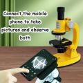 Kids Microscope Toy for Kids, Science Microscope for Kids Beginners Scientific Experience LED Microscope with Microscope Blades Set, Colored Filters, Phone Holder. 