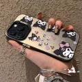 Cartoon Sanrio Cute Kuromi Phone Case Compatible for IPhone 11 15 12 13 14 Pro Max X XS Max XR Luxury Plating Metal Button Lovely Kuromi Silicone Shockproof Soft Cover. 