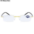 Luxury Diamond Cut Reading Glasses Men Rimless Anti Blue Light Eyeglasses Ladies Plus Prescription Eyewear Diopter 1.0 To +4.0 PCardiaCP. 