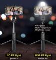 Q07 Selfie Stick Foldable Mini Tripod with Fill Light Bluetooth Remote Shutter Retractable Rod for Phone (100cm).