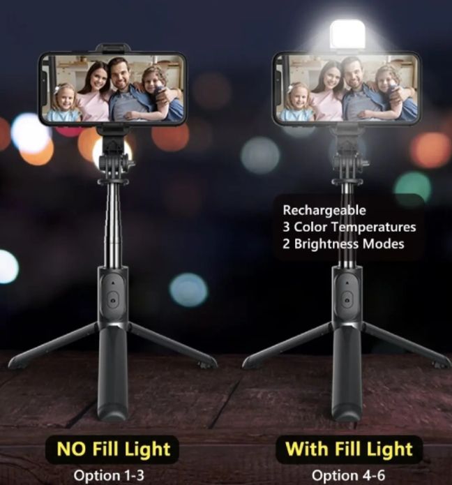 Q07%20Selfie%20Stick%20Foldable%20Mini%20Tripod%20with%20Fill%20Light%20Bluetooth%20Remote%20Shutter%20Retractable%20Rod%20for%20Phone%20(100cm)%20-%20Image%204