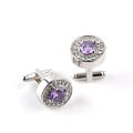 Crystal Stone Round Cufflinks Pair For French Cuff Shirt Button. 