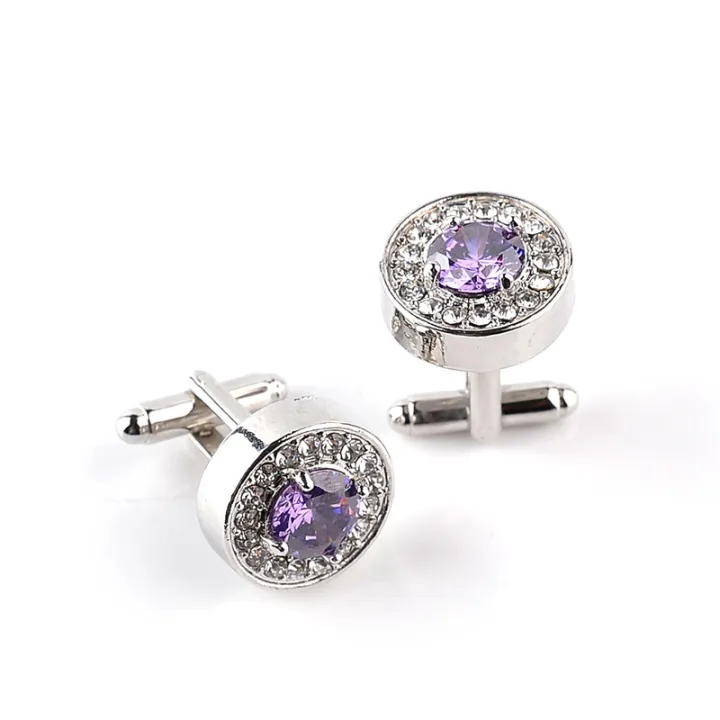Crystal%20Stone%20Round%20Cufflinks%20Pair%20For%20French%20Cuff%20Shirt%20Button%20-%20Image%202