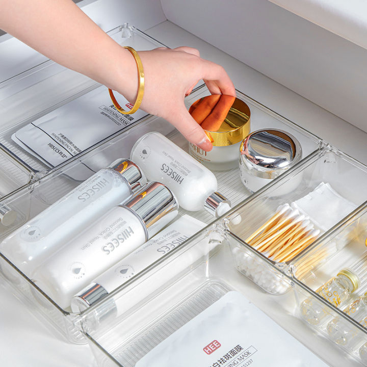 Acrylic Clear Drawer Organizer Box,Multi-size Jewelry Makeups Stationery Tableware Storage Case,Home Groceries Organizing Gadgets