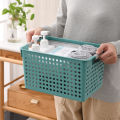 Plastic bathroom storage basket rectangular hollow portable storage basket kitchen snack storage box desktop bath basket.