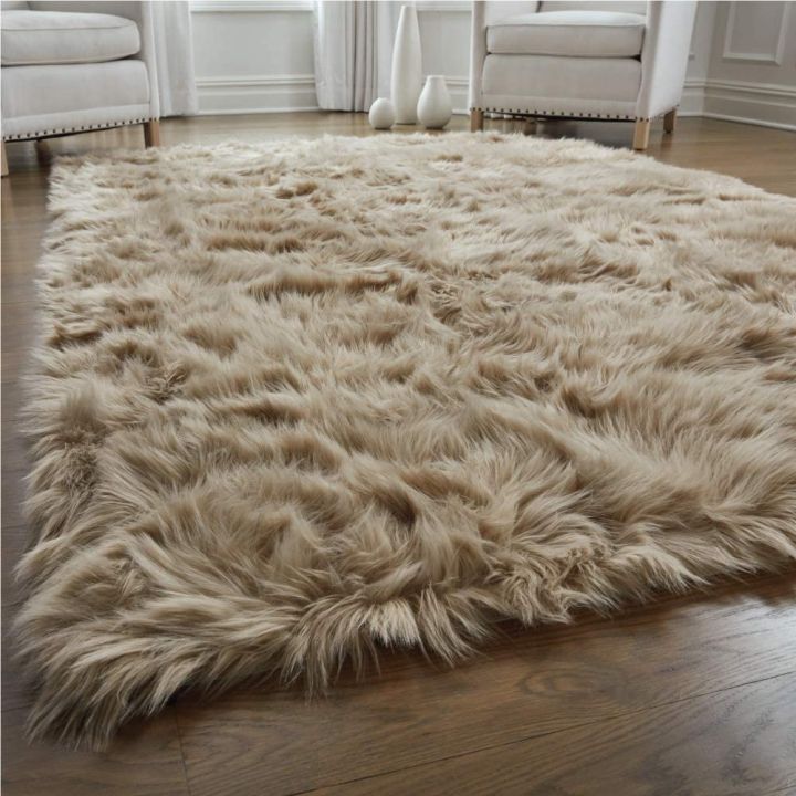 Plush Faux Fur Carpet Soft Center Furry Rugs for Living Room Sheepskin Bedroom Fluffy Floor Children's Mats Bedside Home Decor