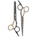 6 Inches Black-gold Barber Scissors Household Scissors Flat Shears Fine-toothed Shears Barber Accessories. 