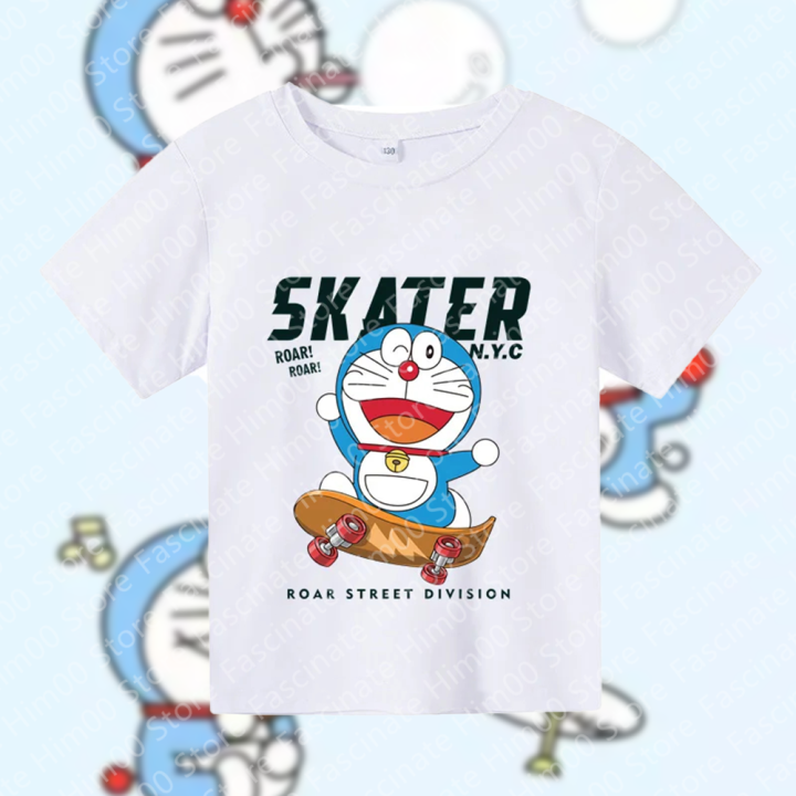 Clothing%20fun%20printed%20T-shirt%20summer%20short-sleeved%20anime%20Doraemon%20cartoon%20Doraemon%20pattern%20top%20children's%20T-shirt%20-%20Image%202