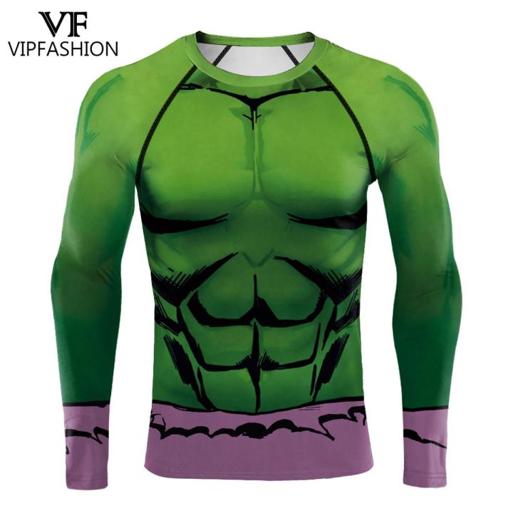 VIP FASHION Man Muscle T-shirts Superhero Shirt Compression Top Tee Party Male Cosplay Tshirt Exercise Clothing for Gym