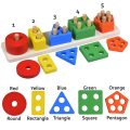 Wooden Sorting, Stacking & Plugging Toys Geometric Blocks 5 Coulam Shape Sorter Learning Educational Toys for Baby Boy Girl. 