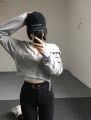 Spring and Autumn New Cardigan Cropped Top Korean Version Hooded Sweatshirt Women's Thin Solid Color Student Zipper Small Jacket Looks Thin.