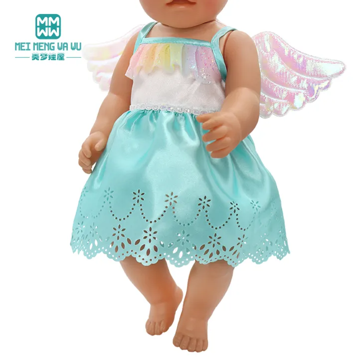Doll%20Clothes%20for%2043%20cm%20new%20born%20doll%20and%20American%20doll%20accessories%20fashionable%20gauze%20dress,%20bow%20dress%20-%20Image%202