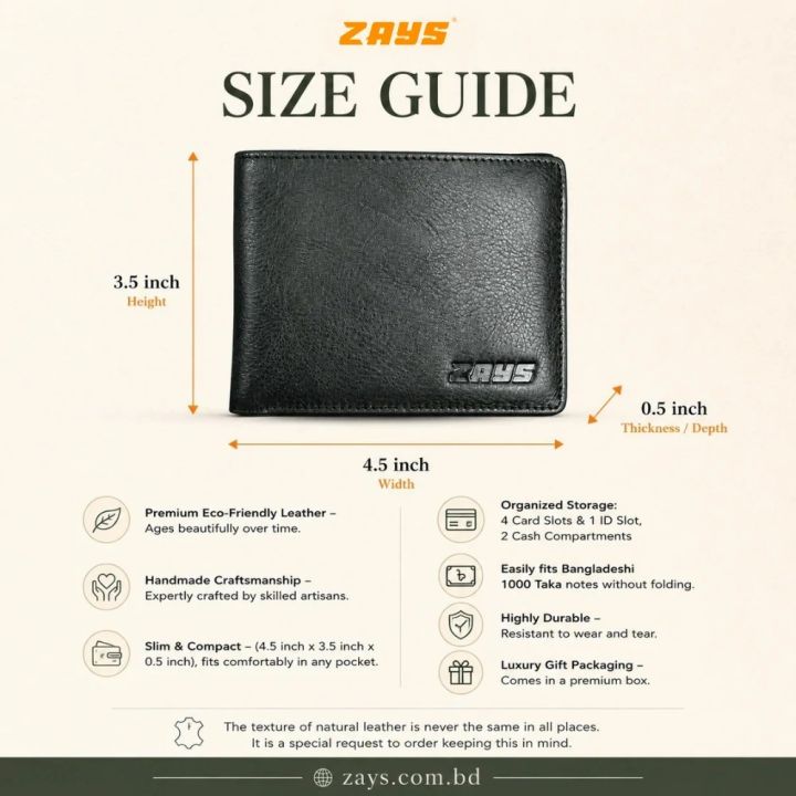 Zays%20Premium%20Eco-Friendly%20Leather%20Bifold%20Wallet%20for%20Men,%20Handmade%20Slim%20Compact%20Wallet%204.5%20x%203.5%20x%200.5%20Inch,%204%20Card%20Slots,%201%20ID%20Slot,%202%20Cash%20Compartments,%20Fits%201000%20Taka%20Note,%20Luxury%20Box%20-%20Image%207