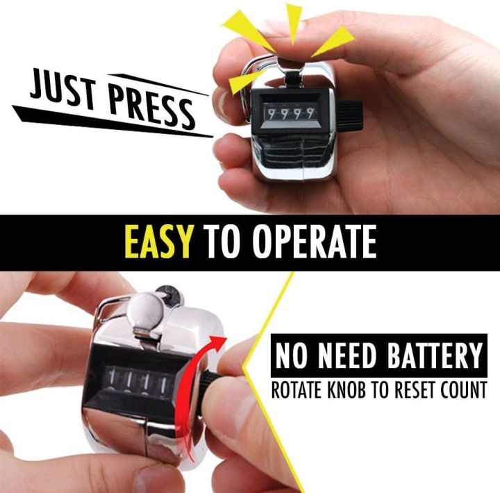 Metal Tasbih Hand Tally Counter Tosbi With Finger Ring Tasbeeh For Counting & Praying - 1 Pc (Silver)